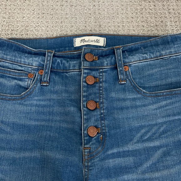 Madewell Cali Demi-Boot Ripped & Raw Hem Blue Jeans - Picture 5 of 6